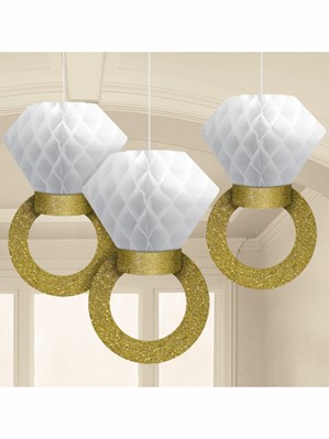 Honeycomb Engagement Ring Decorations 3pk