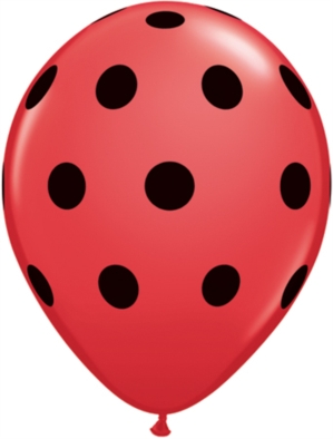 Red With Black Dots Polka Dots 11" Latex Balloons 25pk