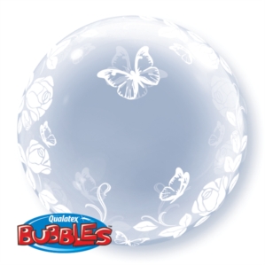 Elegant Roses & Butterflies Deco Bubble Balloon 24"