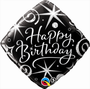 "Happy Birthday" Sparkles & Swirls 18" Foil Balloon
