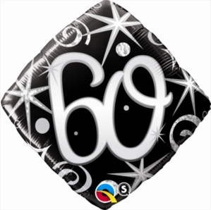 60th Birthday Sparkles & Swirls Diamond Foil Balloon