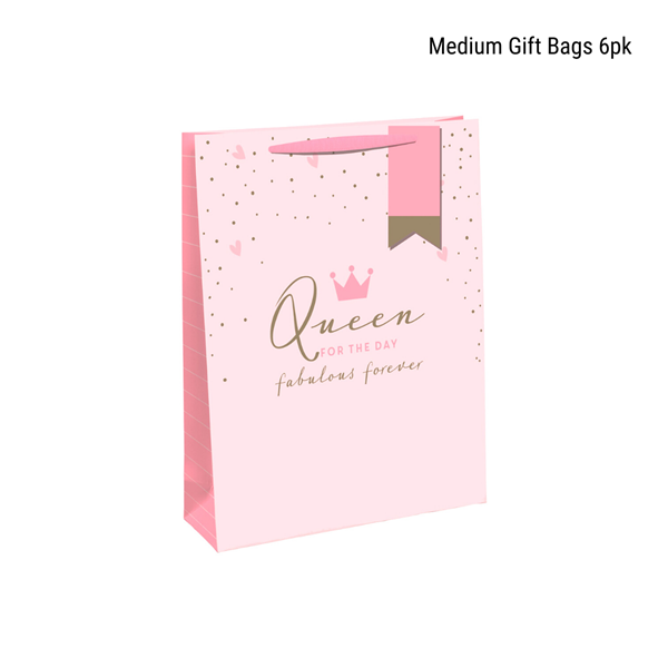 Pink Queen For The Day Medium Gift Bag 6pk