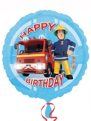 Fireman Sam Happy Birthday 18" Round  Foil Balloon