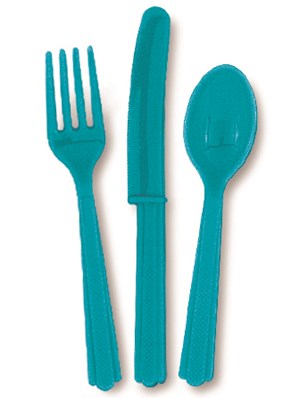 Unique Party Caribbean Teal Assorted Plastic Cutlery 18pk