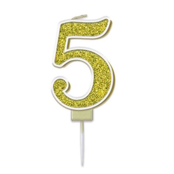 Number 5 Sparkling Fizz Gold Candle
