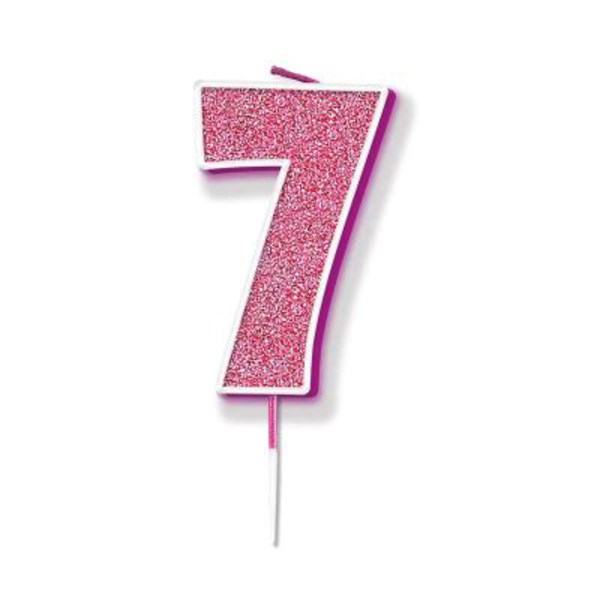 Number 7 Sparkling Fizz Pink Candle