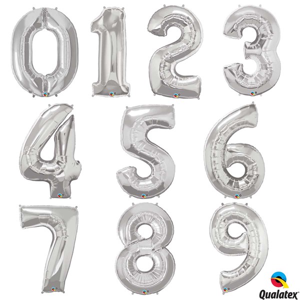 Qualatex Silver 34" Foil Number Balloons