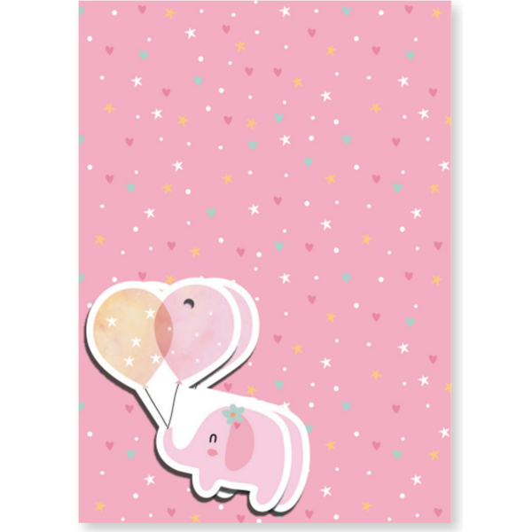 Baby Girl Pink Elephant Gift Wrap Sheet & Tags 2pk