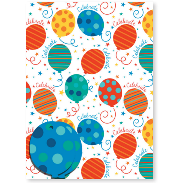 Colourful Balloons Gift Wrap Sheets & Tags 2pk