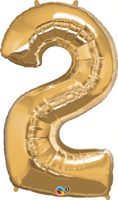 Number 2 Giant Foil Balloon - Metallic Gold 34"
