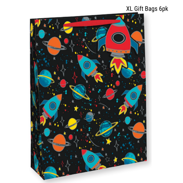 Space Themed X-Large Gift Bags 6pk