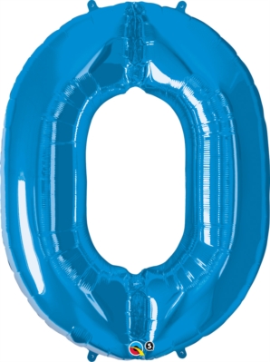 Number 0 Giant Foil Balloon - Sapphire Blue 34"
