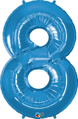 Number 8 Giant Foil Balloon - Sapphire Blue 34"
