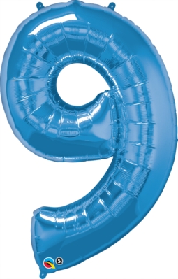 Number 9 Giant Foil Balloon - Sapphire Blue 34"