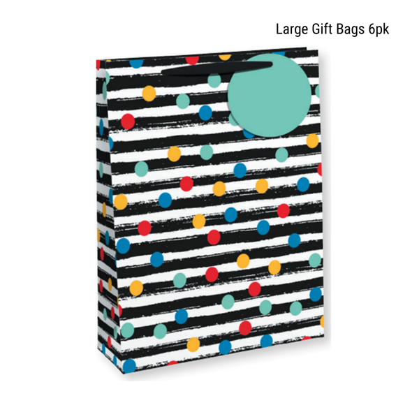 Stripes & Dots Large Gift Bags 6pk