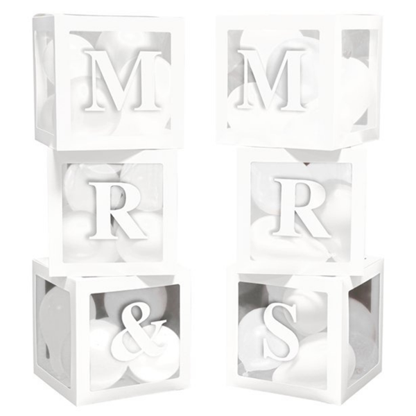 Mr & Mrs Clear Balloon Box Cubes