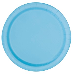 Unique Party 7" Light Powder Blue Round Paper Plates 20pk