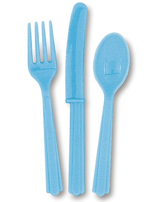 Baby Blue Assorted Plastic Cutlery 18pk
