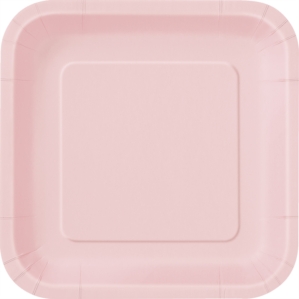 Pastel Pink 9" Square Paper Plates 14pk