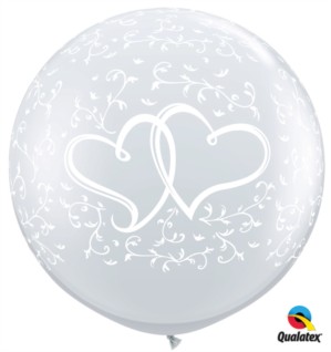 Qualatex 3ft Entwined Hearts Clear Latex Balloons 2pk