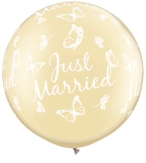 Just Married Giant Pearl Ivory Latex 30" Balloons 2pk