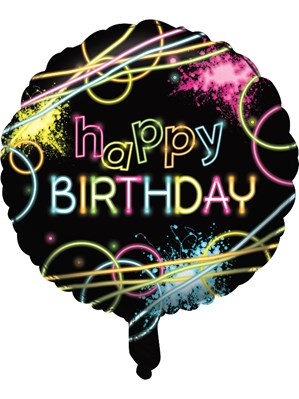 Glow Party Happy Birthday 18" Foil Balloon