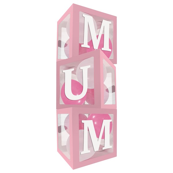 Mum Pink Clear Balloon Boxes 3pk