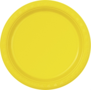 Sunflower Yellow 7" Round Plastic Plates 12pk