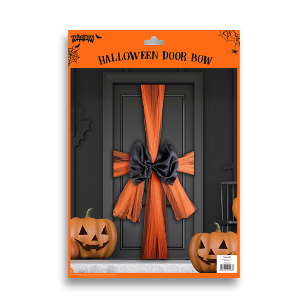 Halloween Orange & Black Door Bow