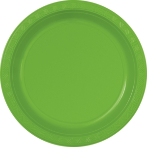 Lime Green 10" Large Round Plastic Plates 6pk