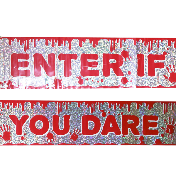 Halloween Enter If You Dare Holographic Foil Banner 2.6m