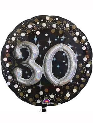 Gold Celebration 30th Birthday 3D Supershape 36" Foil Balloon