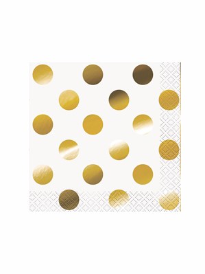 Foil Gold Polka Dot Beverage Napkins 16pk