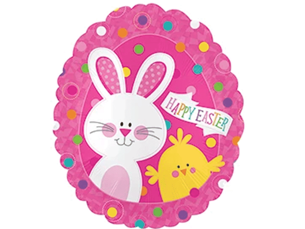 Happy Easter Bunny & Chick 20" Foil Balloon (Loose)