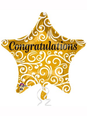 Gold Congratulations Star Shaped 18" Foil Balloon