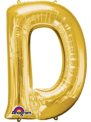 34" Gold Letter D Foil Balloon