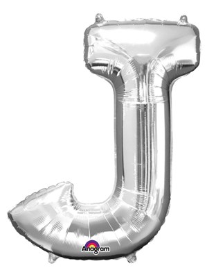 34" Silver Letter J Foil Balloon