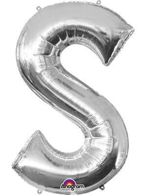 34" Silver Letter S Foil Balloon