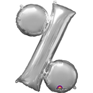 34" Silver Percentage % Symbol Foil Balloon