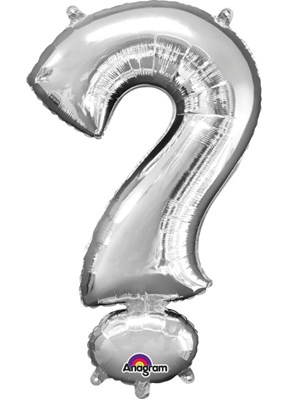 34" Silver Question Mark Symbol Foil Balloon