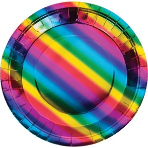 Rainbow Foil 22cm Paper Plates 8pk