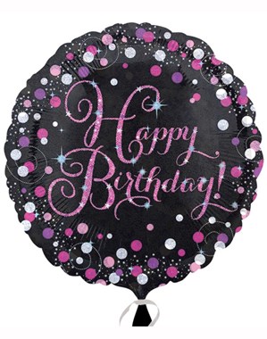 Birthday Black & Pink Celebration 18" Round Foil Balloon