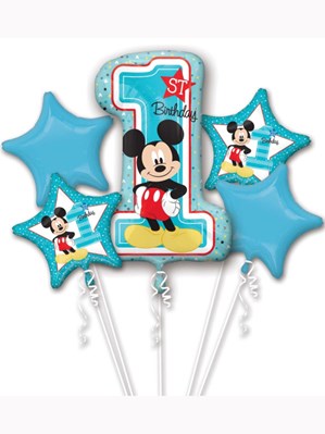 Mickey Mouse 1st Birthday Foil Balloon Bouquet