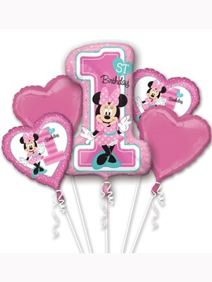Minnie Mouse 1st Birthday Foil Balloon Bouquet