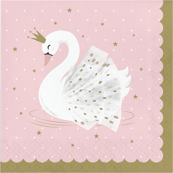 Stylish Swan Party 2-ply Lunch Napkins 16pk