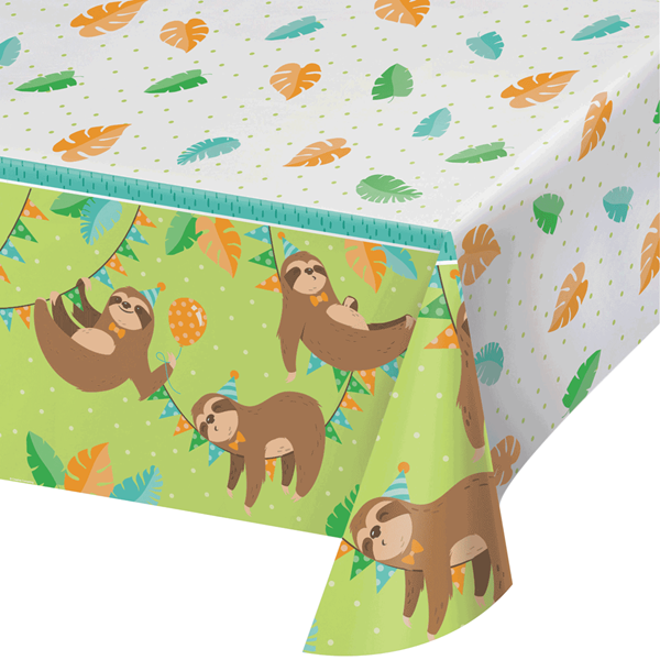 Sloth Party Reusable Plastic Tablecover