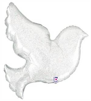 Pearl White Holographic Dove 31" Foil Balloon