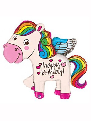 Birthday Rainbow Pony 45" Supershape Balloon