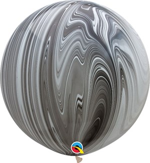 Black and White SuperAgate 30" (2.5ft) Latex Balloons 2pk