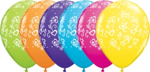 Qualatex 11" Assorted Colour Printed Hearts Latex Balloons 25pk